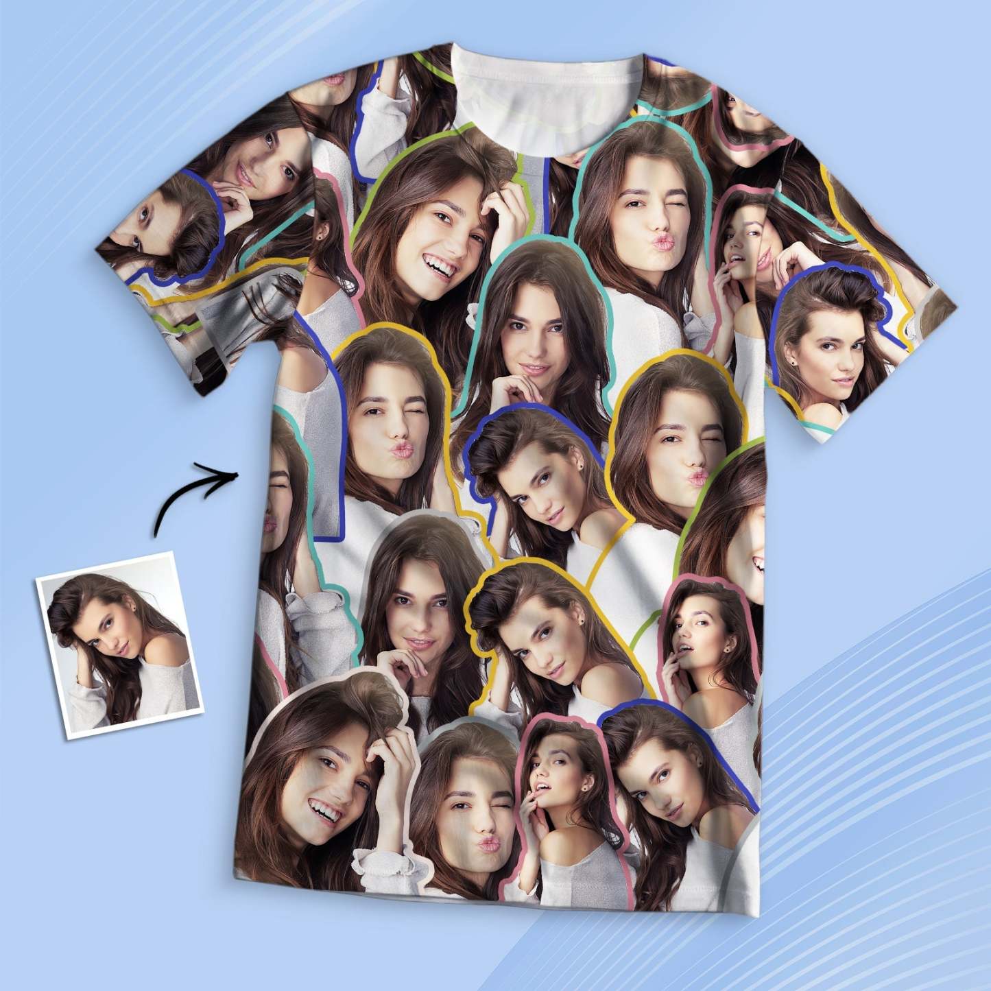 Benutzerdefiniertes Foto-all-over-print-t-shirt Mit 5 Fotos, Unisex-t-shirt Als Geschenk - DePhotoBoxer