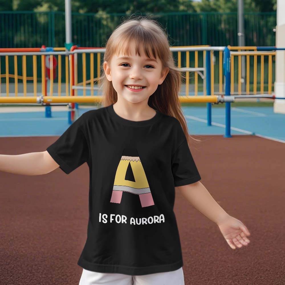 Personalisiertes Back To School Bleistift-t-shirt, Erstes Schultags-shirt, Geschenk Für Kinder - DePhotoBoxer