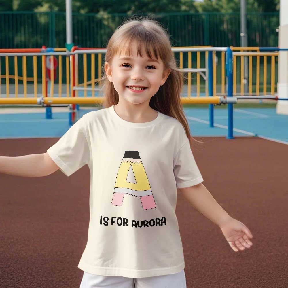 Personalisiertes Back To School Bleistift-t-shirt, Erstes Schultags-shirt, Geschenk Für Kinder - DePhotoBoxer