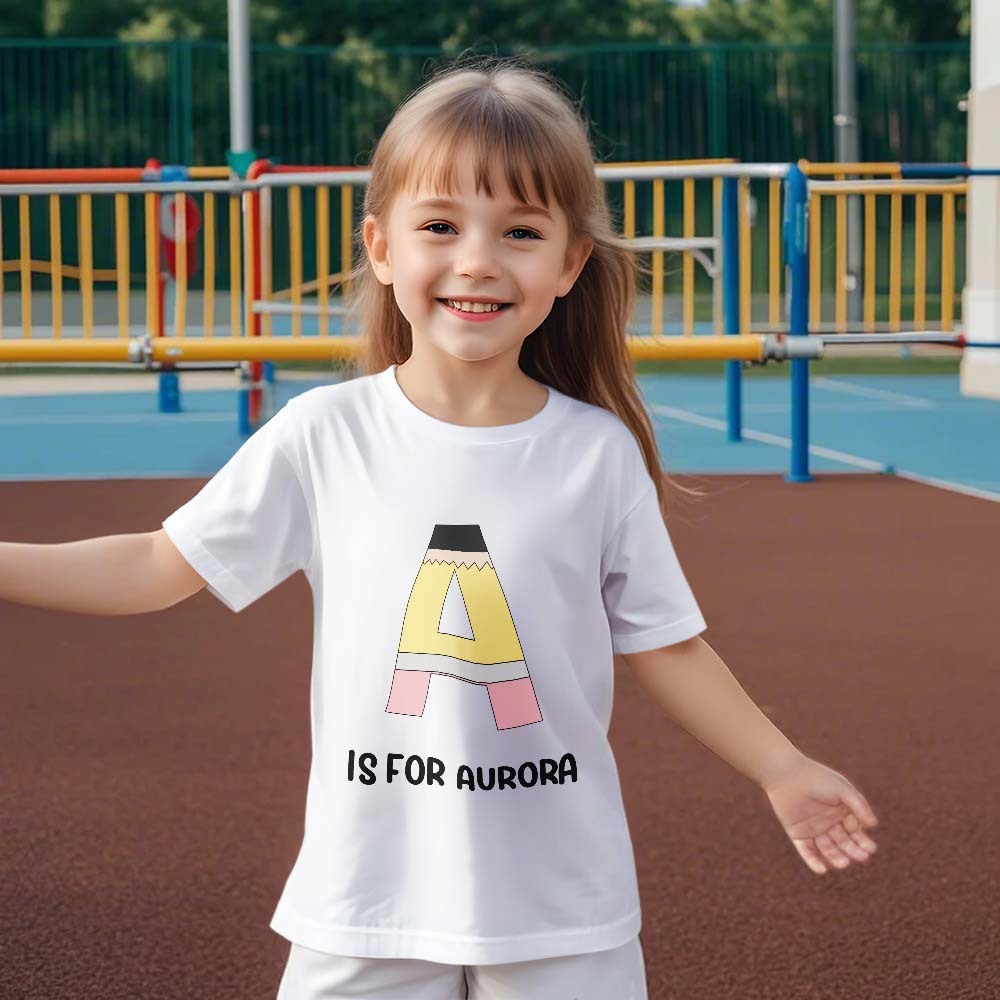 Personalisiertes Back To School Bleistift-t-shirt, Erstes Schultags-shirt, Geschenk Für Kinder - DePhotoBoxer