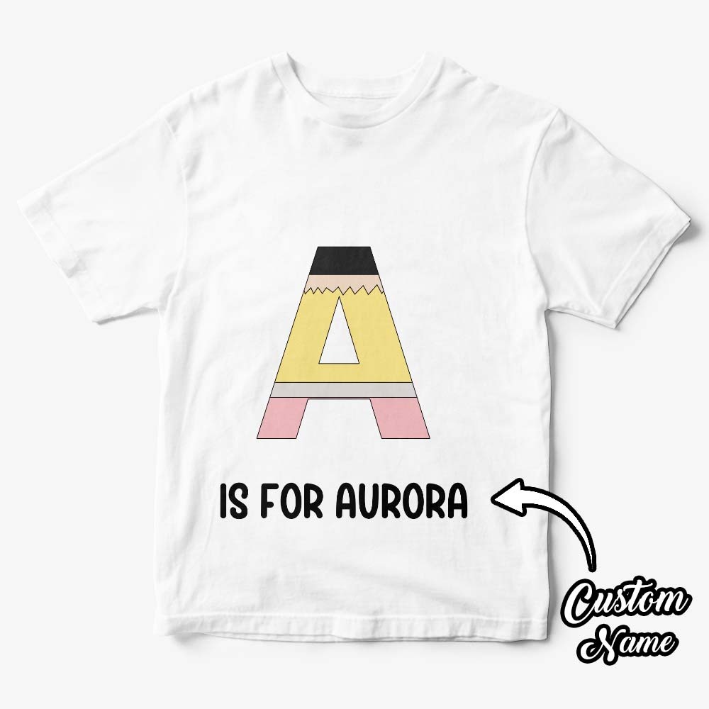 Personalisiertes Back To School Bleistift-t-shirt, Erstes Schultags-shirt, Geschenk Für Kinder - DePhotoBoxer