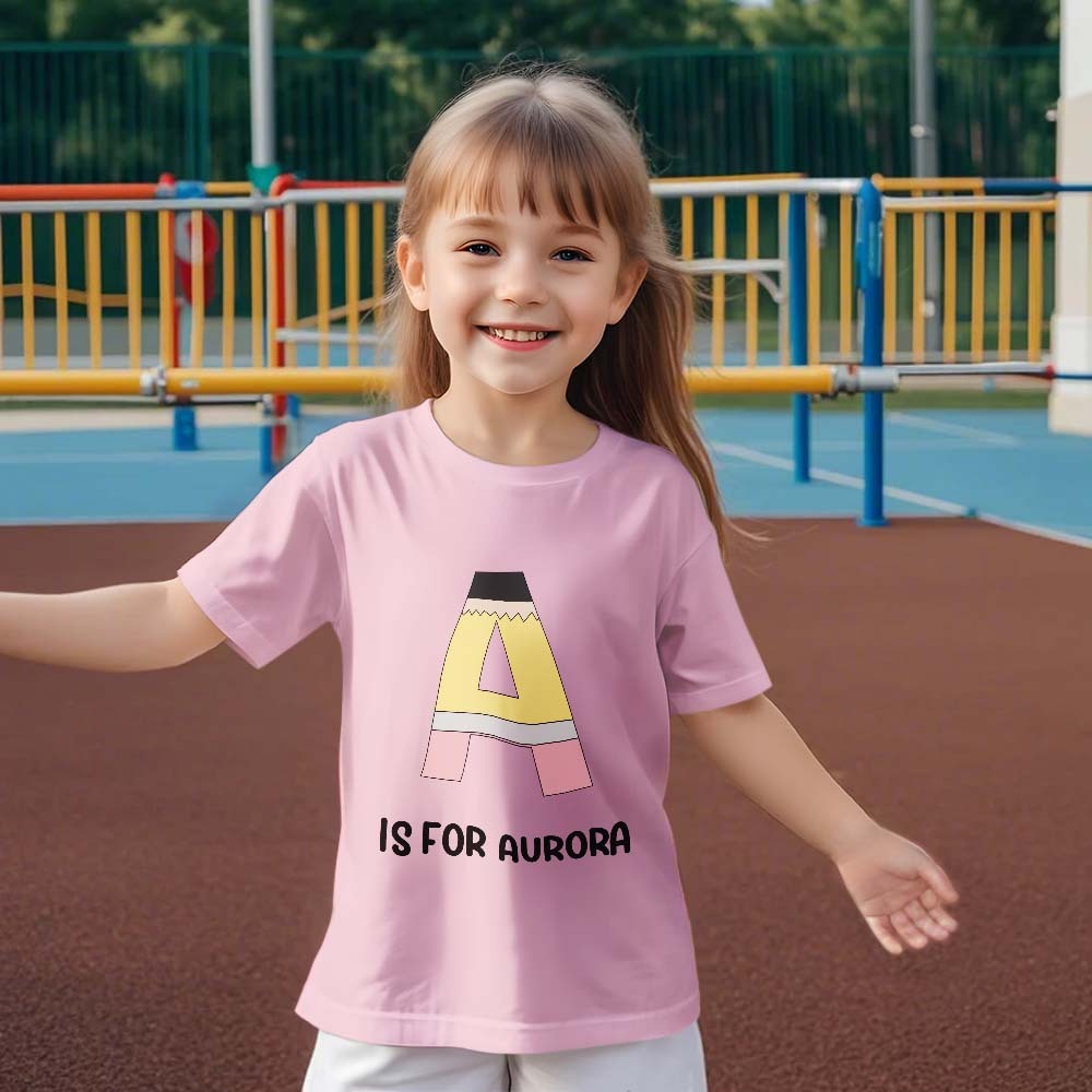 Personalisiertes Back To School Bleistift-t-shirt, Erstes Schultags-shirt, Geschenk Für Kinder - DePhotoBoxer