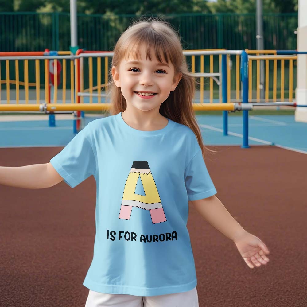 Personalisiertes Back To School Bleistift-t-shirt, Erstes Schultags-shirt, Geschenk Für Kinder - DePhotoBoxer