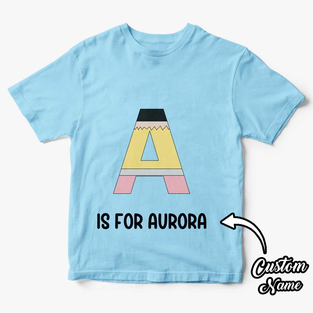 Personalisiertes Back To School Bleistift-t-shirt, Erstes Schultags-shirt, Geschenk Für Kinder - DePhotoBoxer