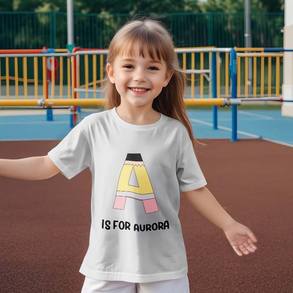 Personalisiertes Back To School Bleistift-t-shirt, Erstes Schultags-shirt, Geschenk Für Kinder - DePhotoBoxer