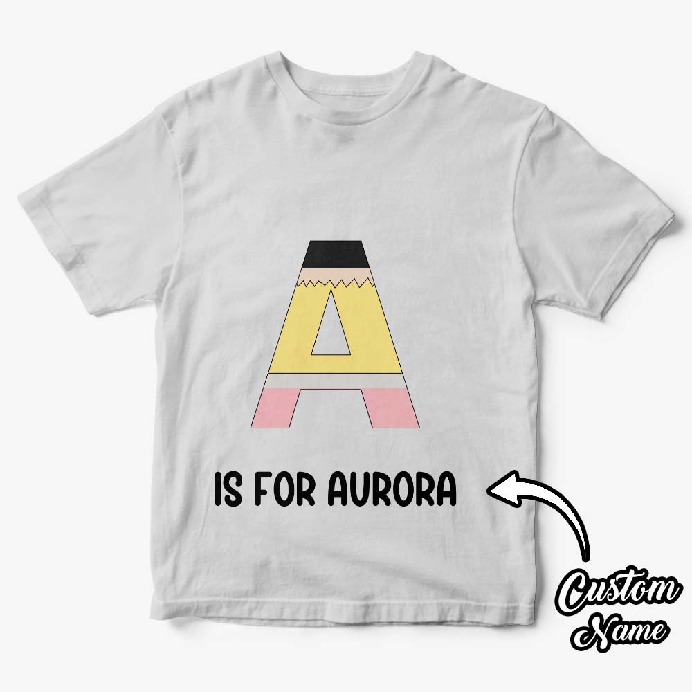 Personalisiertes Back To School Bleistift-t-shirt, Erstes Schultags-shirt, Geschenk Für Kinder - DePhotoBoxer