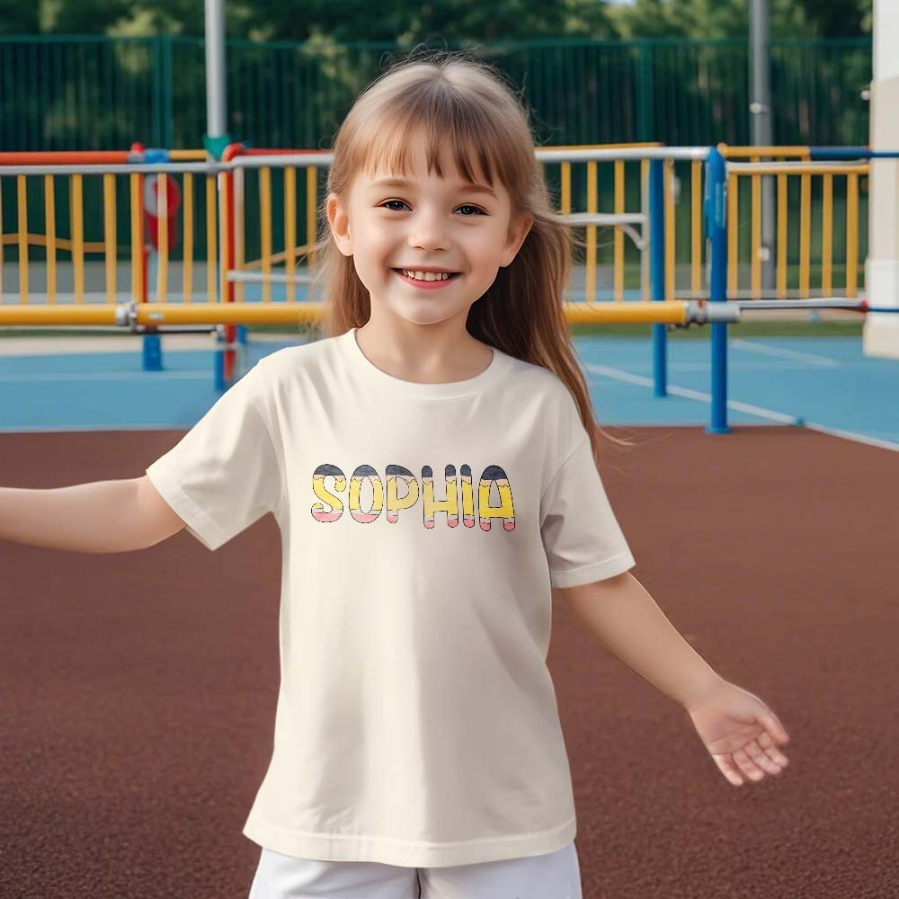 Personalisiertes „back To School“-bleistift-namens-t-shirt, Erstes Schultags-shirt, Geschenk Für Kinder - DePhotoBoxer