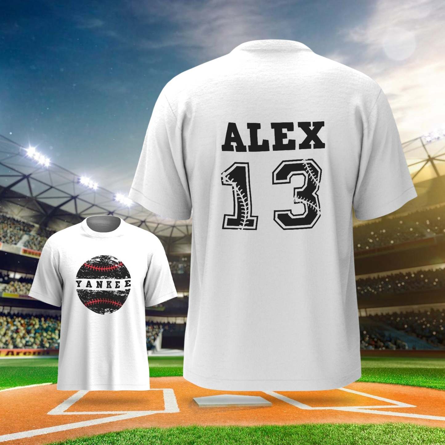 Personalisiertes Baseball-sport-t-shirt Mit Namen Und Nummer Als Geschenk Für Den Schulanfang - DePhotoBoxer