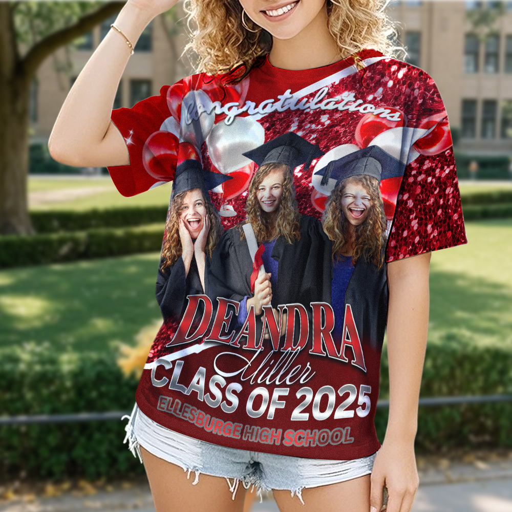 Personalisiertes Foto-3d-abschluss-t-shirt Mit Namen Und Jahresgeschenk - DePhotoBoxer
