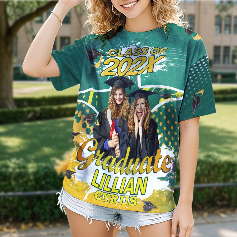 Personalisiertes 3d-abschluss-t-shirt Mit Personalisiertem Namen Und Jahr, Abschlussgeschenk Für Ihn - DePhotoBoxer