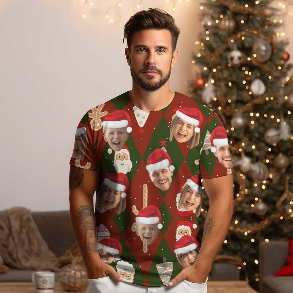 Personalisiertes T-shirt Mit Individuellem Foto, Led-weihnachtsmotiv, Unisex-t-shirts, Frohe Weihnachten - DePhotoBoxer