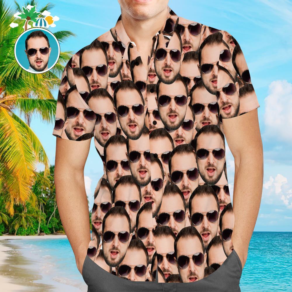 Benutzerdefinierte Hawaiian Shirts Muti-Face Design Online Vorschau Aloha Beach Shirt Für Männer