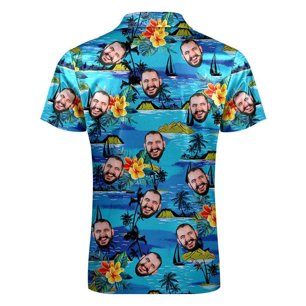 Custom Face Herren Poloshirt Mit Reißverschluss Lustiges Poloshirt Für Freund Oder Ehemann - DePhotoBoxer