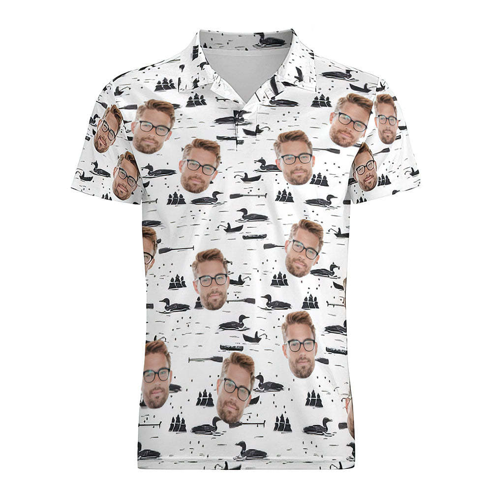 Herren-shirt Mit Individuellem Gesicht, Personalisierte Golf-shirts, Rosa Tuschemalerei - DePhotoBoxer