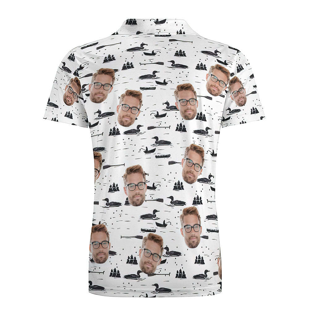 Herren-shirt Mit Individuellem Gesicht, Personalisierte Golf-shirts, Rosa Tuschemalerei - DePhotoBoxer