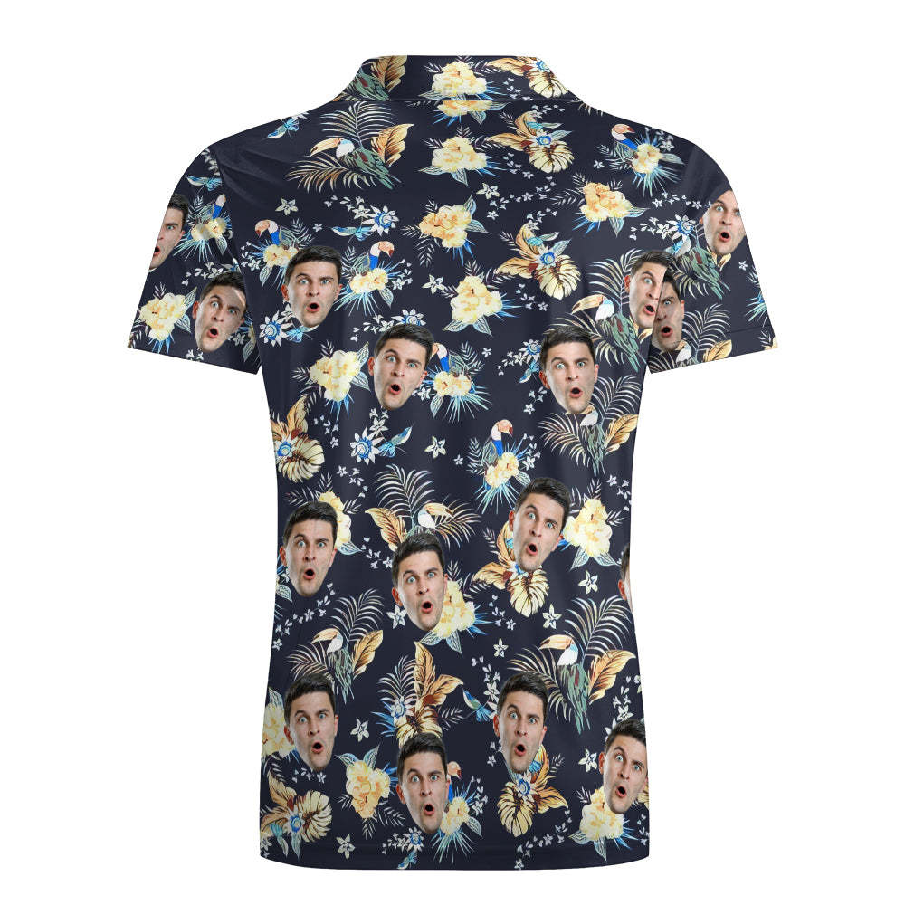 Herren-shirt Mit Individuellem Gesicht, Personalisierte Golf-shirts Für Ihn, Tropischer Druck - DePhotoBoxer