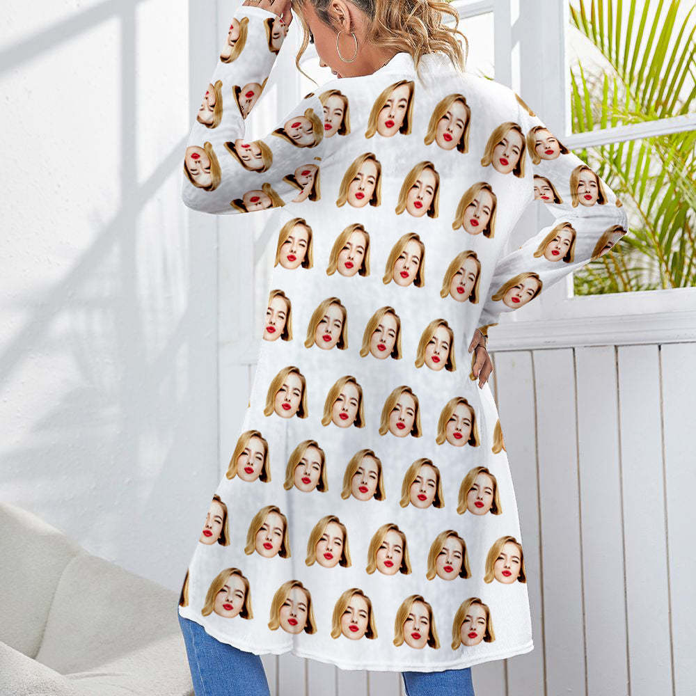Personalisierter Lustiger Cardigan Für Damen, Langärmelig, Vorne Offen - DePhotoBoxer