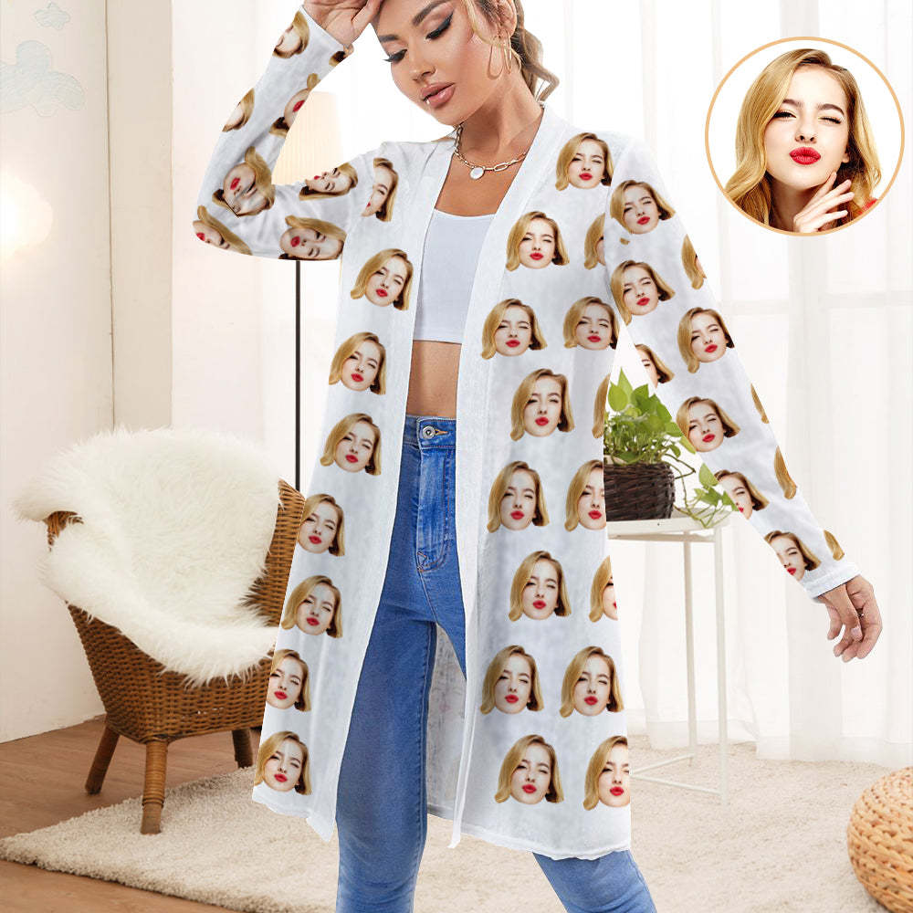Personalisierter Lustiger Cardigan Für Damen, Langärmelig, Vorne Offen - DePhotoBoxer