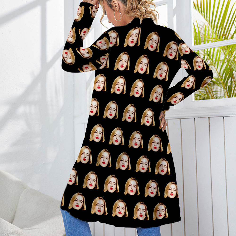 Personalisierter Lustiger Cardigan Für Damen, Langärmelig, Vorne Offen - DePhotoBoxer