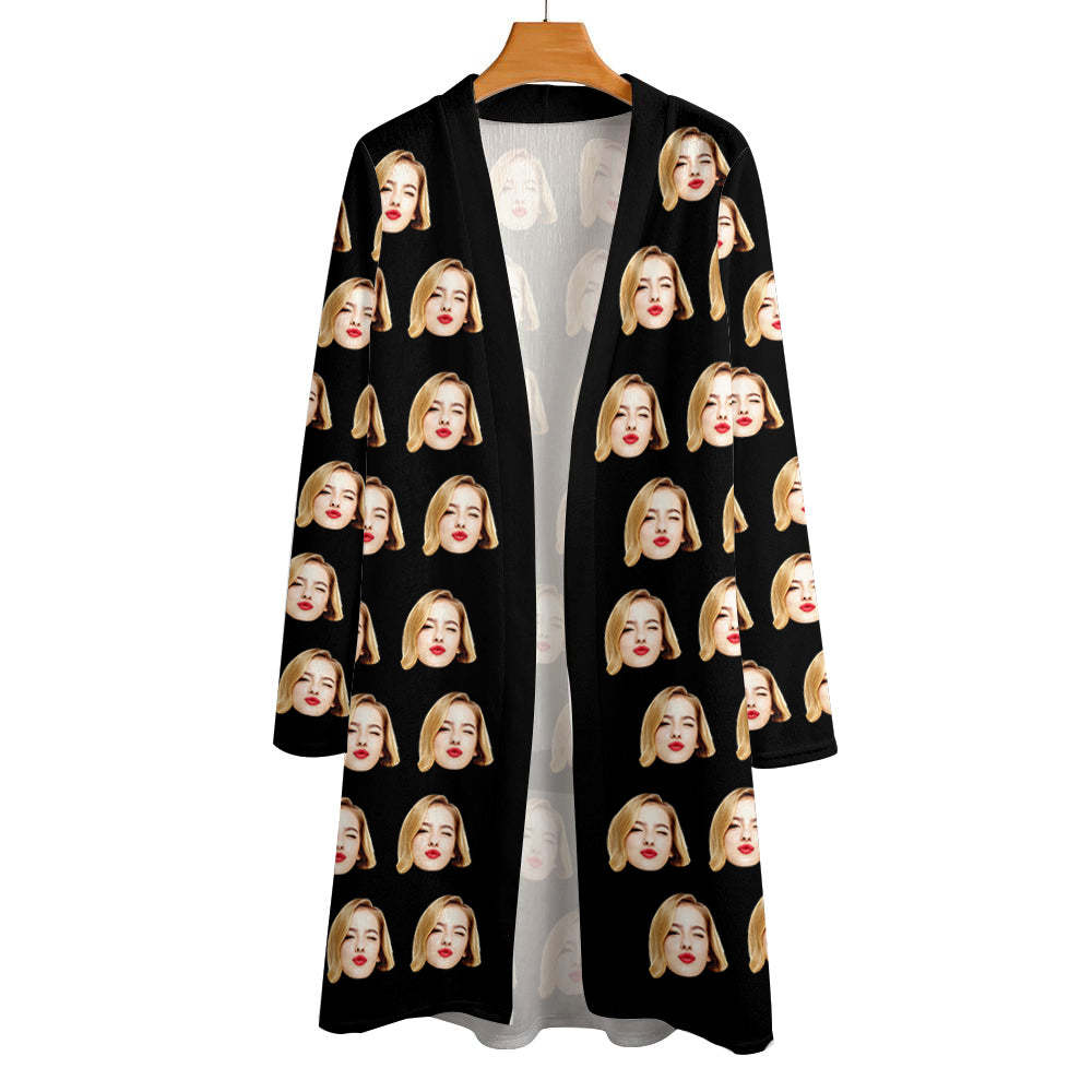 Personalisierter Lustiger Cardigan Für Damen, Langärmelig, Vorne Offen - DePhotoBoxer