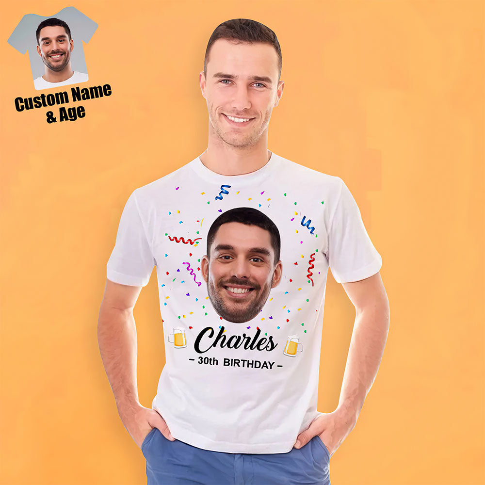 Kundenspezifisches Gesicht T-Shirt Alles Gute zum Geburtstag Name und Alter können angepasst werden