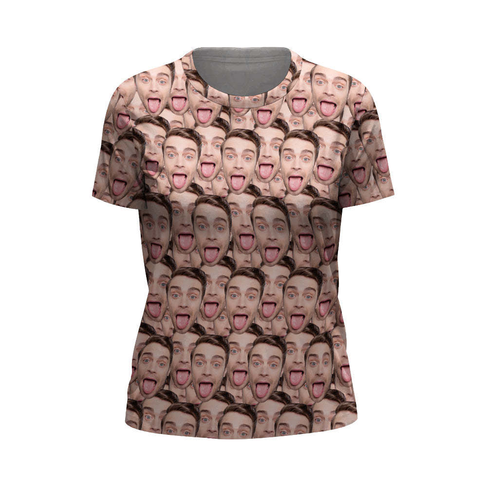 Benutzerdefinierte All Over Print Tee Mash Face T-shirts Damen T-shirt Für Geschenke - DePhotoBoxer