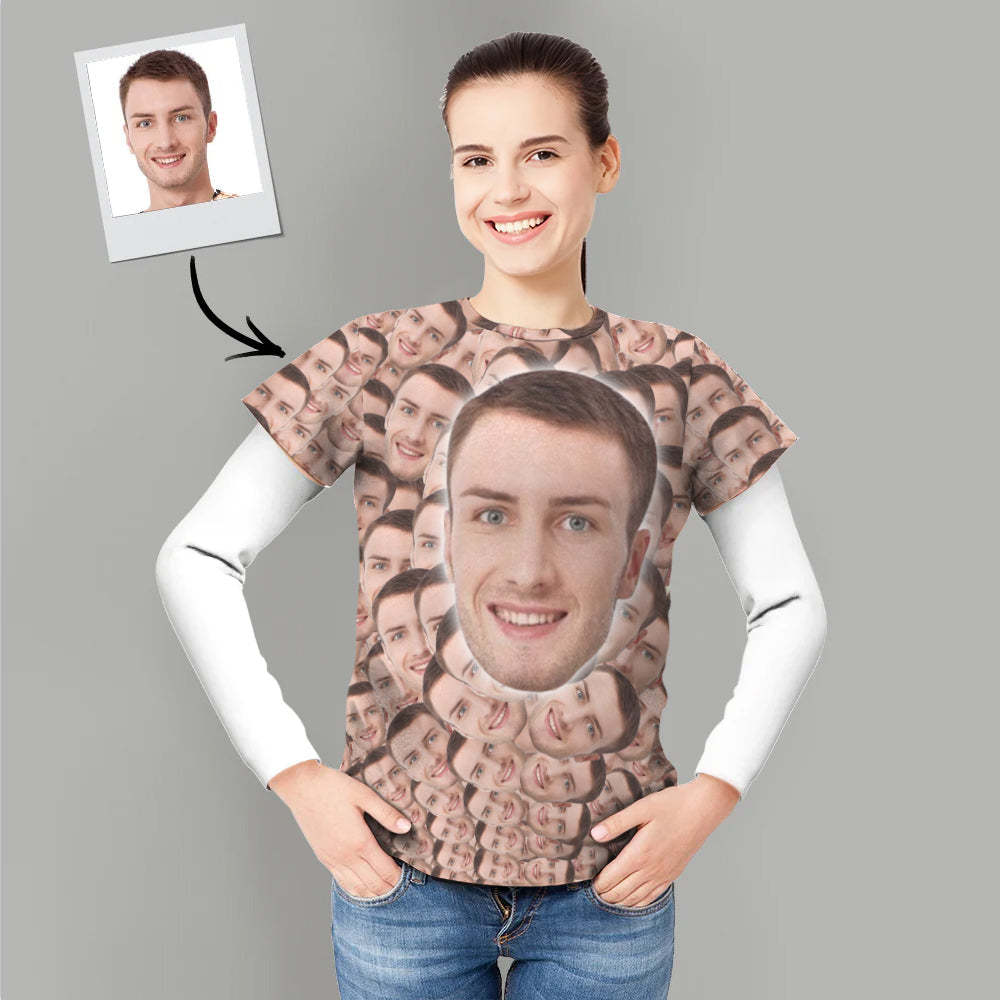 Benutzerdefiniertes All Over Print Faces Mash T-shirt. Personalisiertes T-shirt - DePhotoBoxer