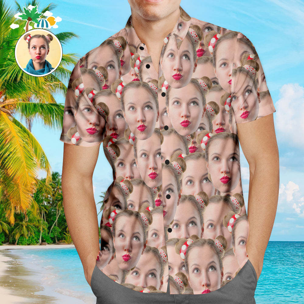 Benutzerdefinierte Hawaiian Shirts Muti-Face Design Online Vorschau Aloha Beach Shirt Für Männer