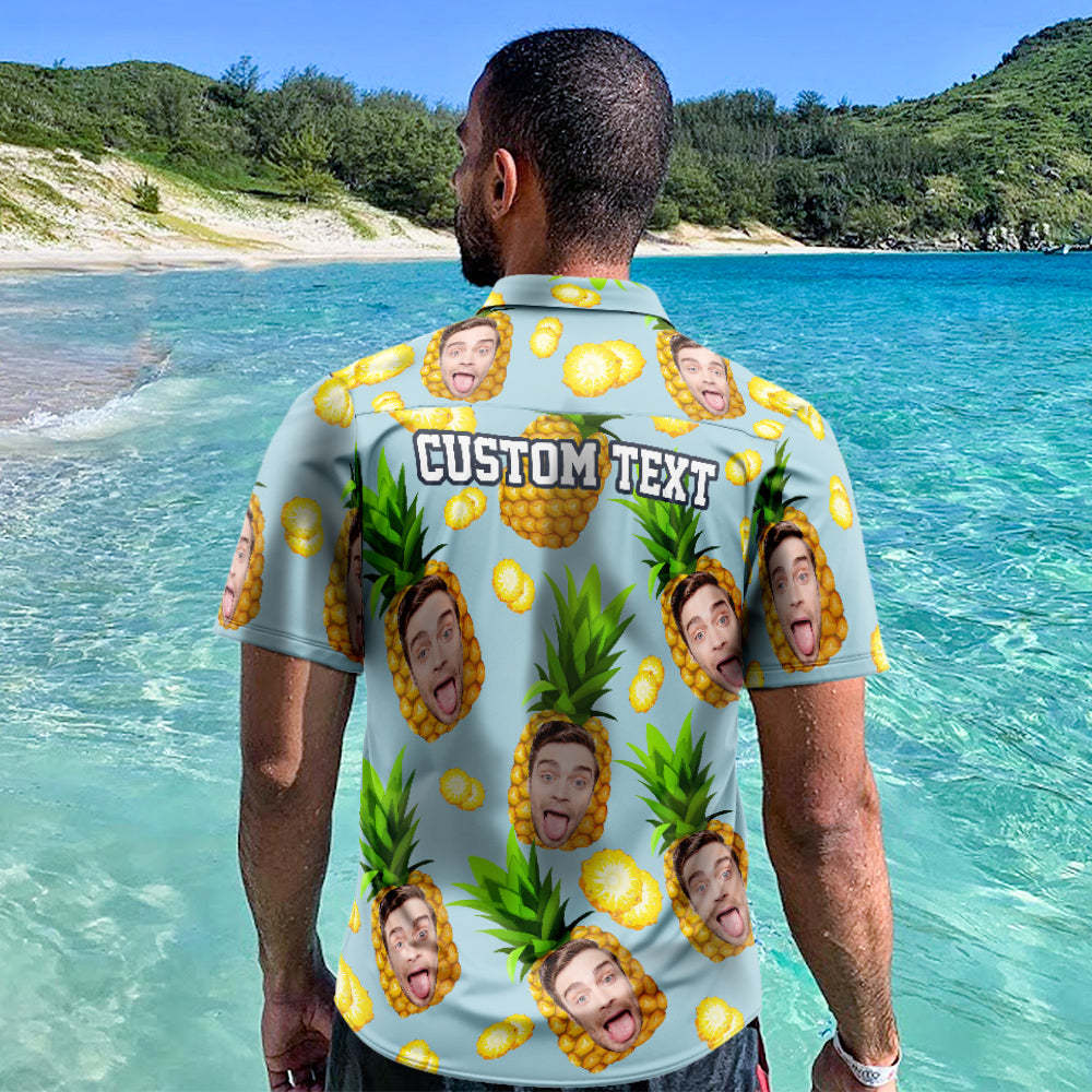 Benutzerdefinierte Hawaiian Shirts Blau Lustige Ananas Online Vorschau Personalisierte Aloha Beach Shirt Für Männer