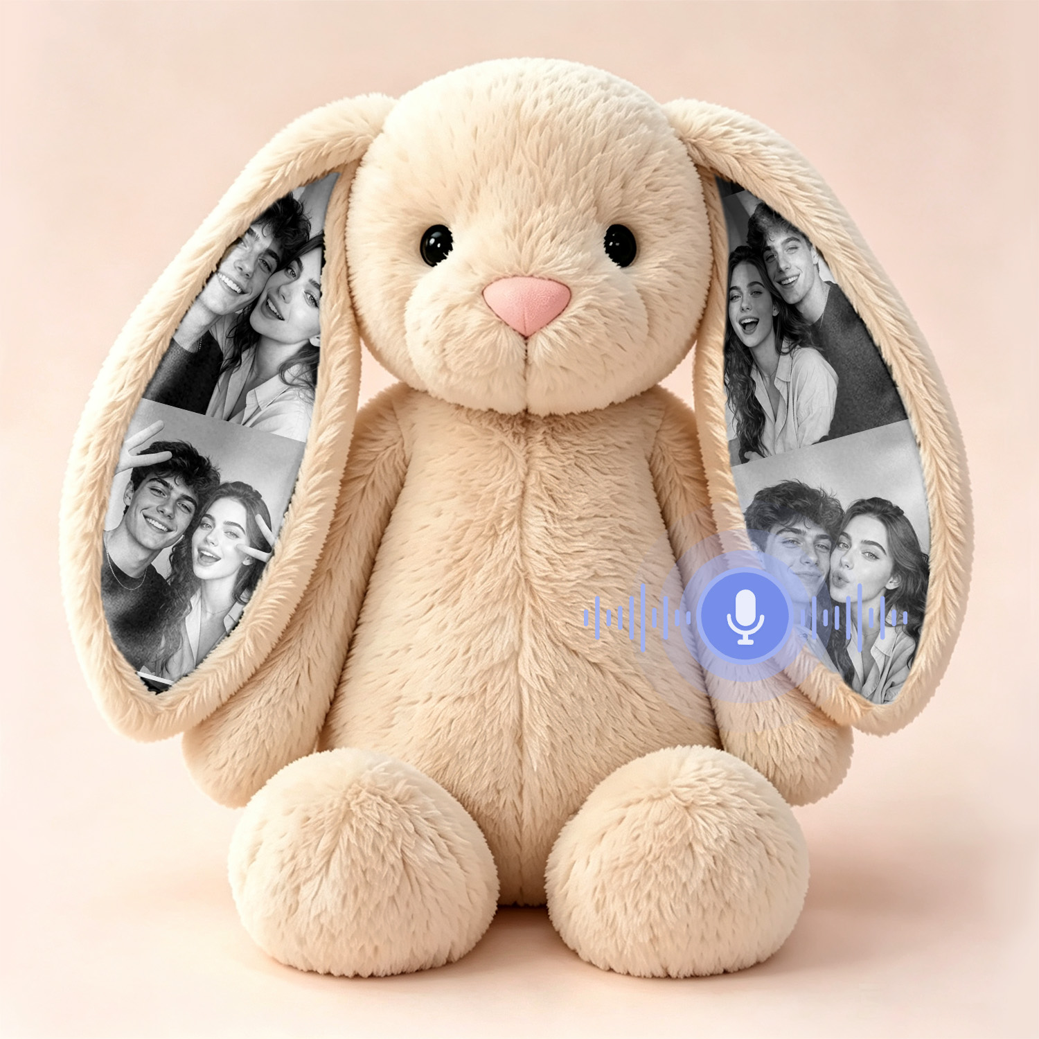 Personalisiertes Hasen-Plüschtier Mit Sprachaufzeichnung – Individuelles Foto-Kaninchen Mit Verstecktem Ohr, Stofftier Mit Aufnehmbarer Nachricht, Einzigartiges Jubiläumsgeschenk Für Paare
