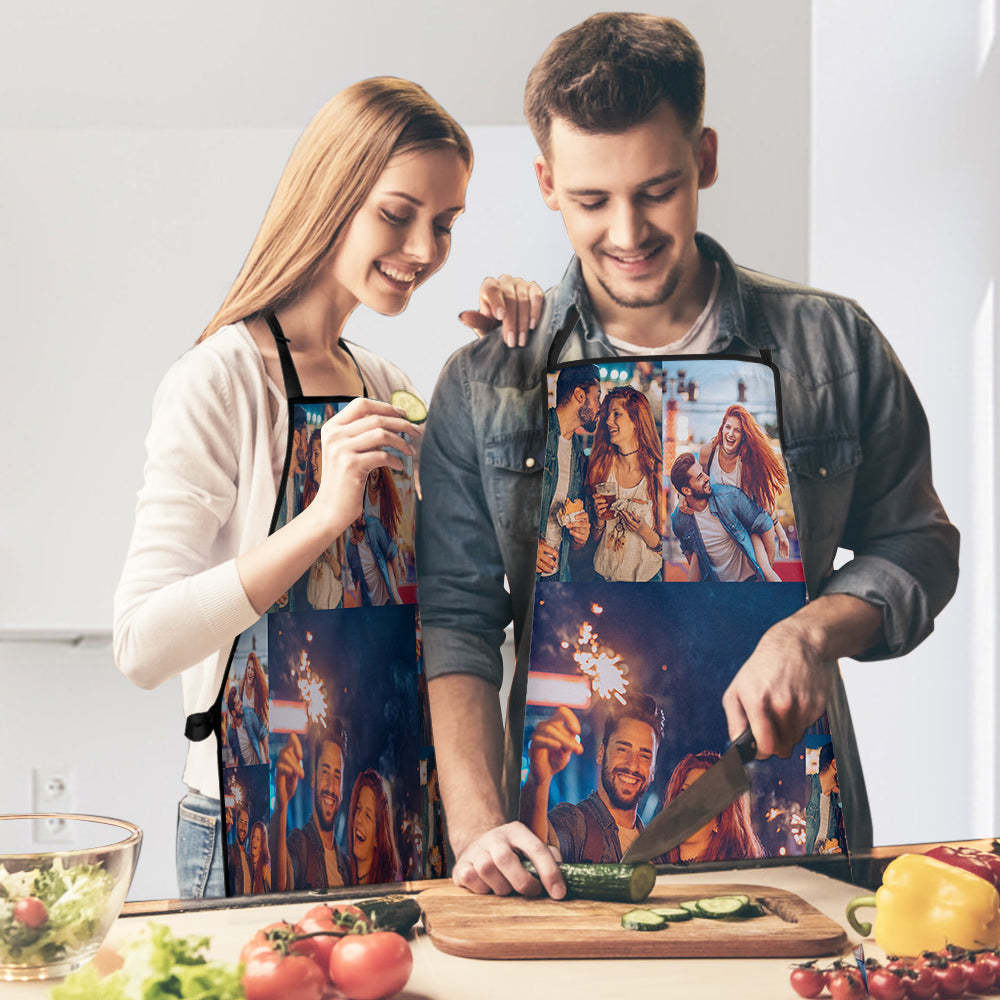 Benutzerdefinierte Drei Fotos Küchenschürze Personalisierte Schürze Für Mann-frauen-koch - DePhotoBoxer