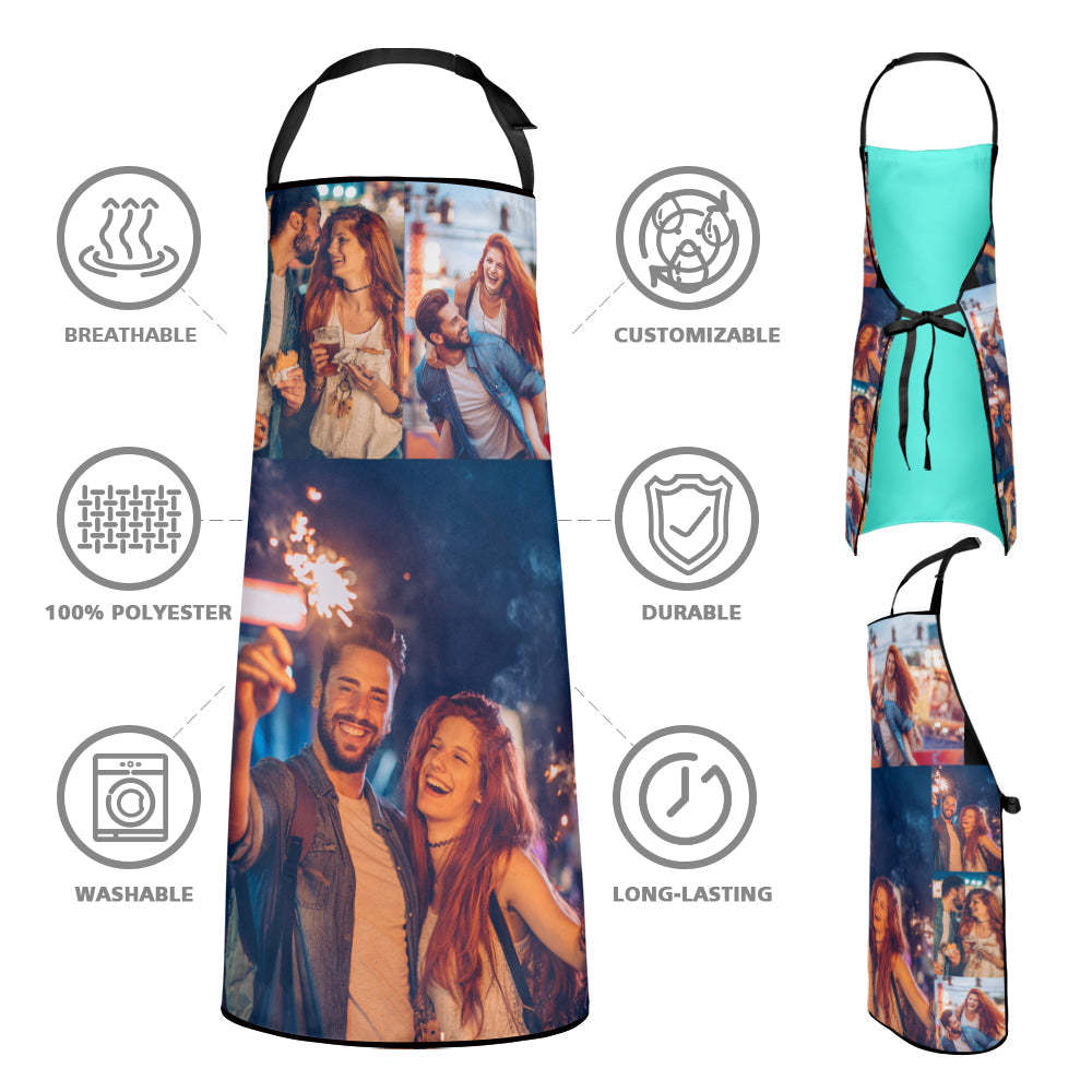 Benutzerdefinierte Drei Fotos Küchenschürze Personalisierte Schürze Für Mann-frauen-koch - DePhotoBoxer