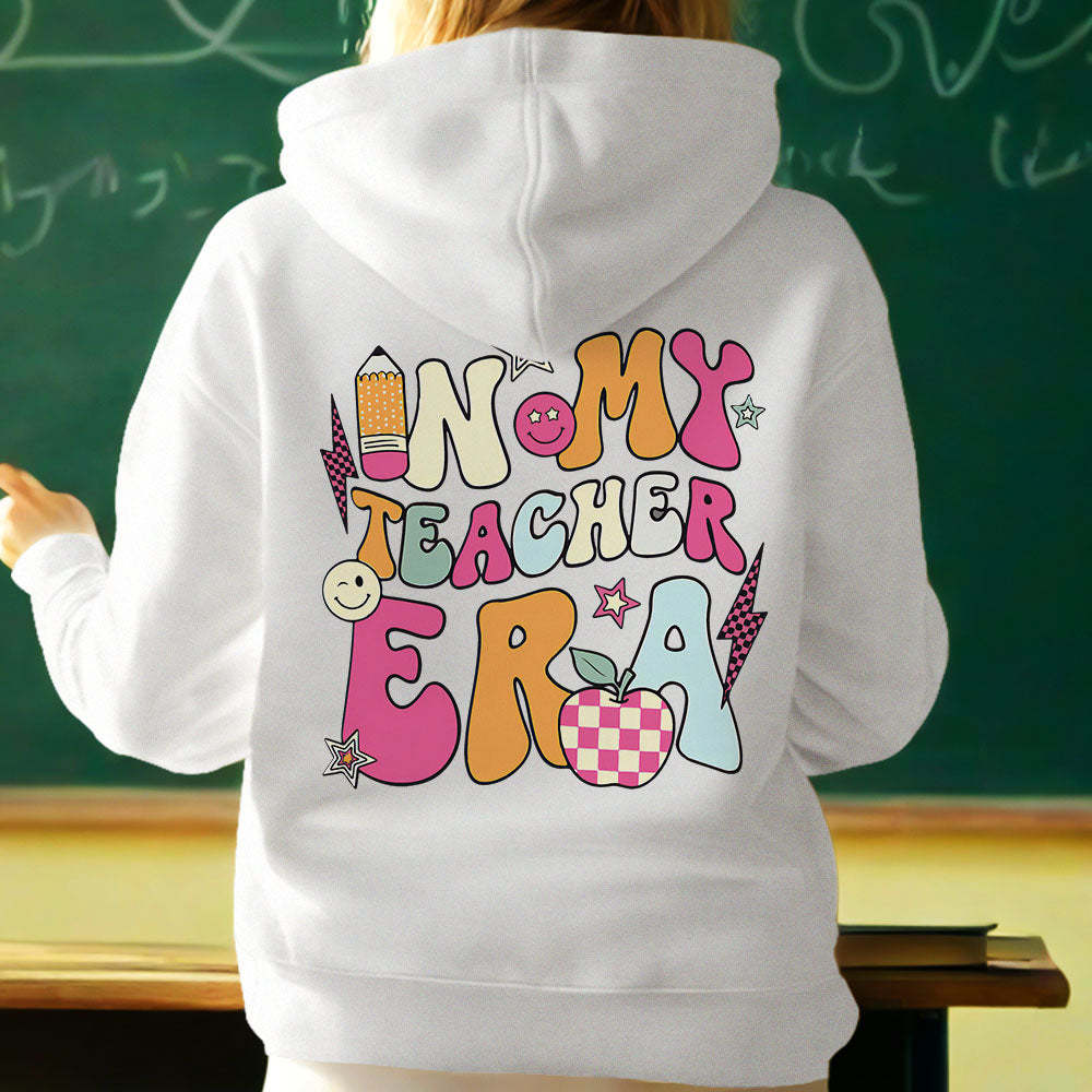 Personalisiertes In My Teacher Era Kapuzen-sweatshirt Mit Individuellem Namen Für Lehrer, Kapuzen-sweatshirt Für Den Schulanfang - DePhotoBoxer