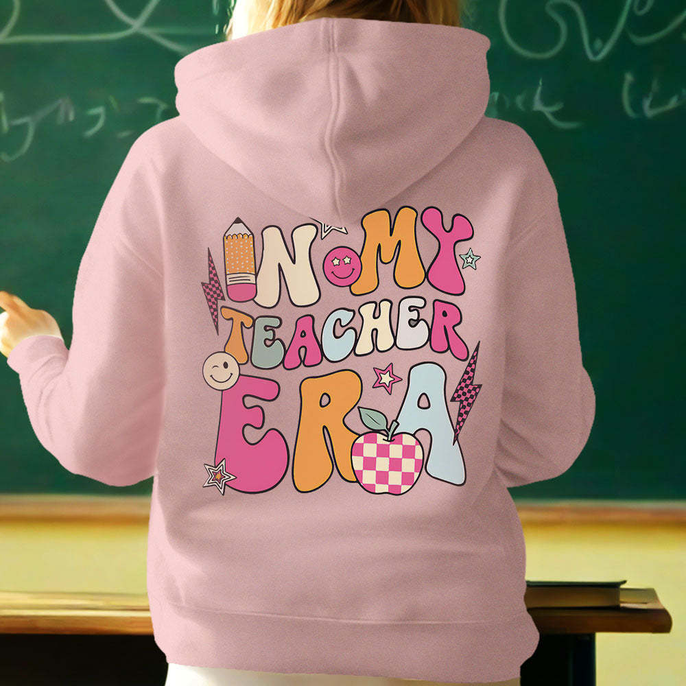 Personalisiertes In My Teacher Era Kapuzen-sweatshirt Mit Individuellem Namen Für Lehrer, Kapuzen-sweatshirt Für Den Schulanfang - DePhotoBoxer