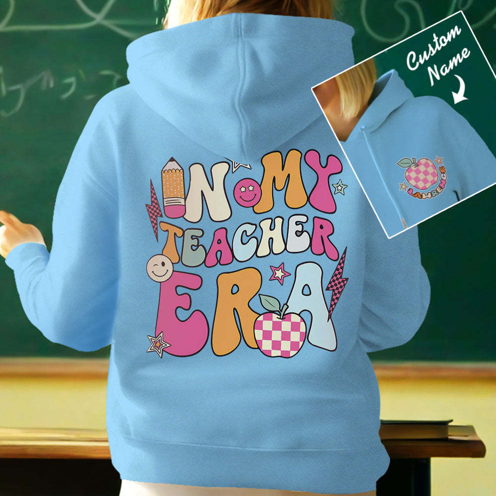 Personalisiertes In My Teacher Era Kapuzen-sweatshirt Mit Individuellem Namen Für Lehrer, Kapuzen-sweatshirt Für Den Schulanfang - DePhotoBoxer