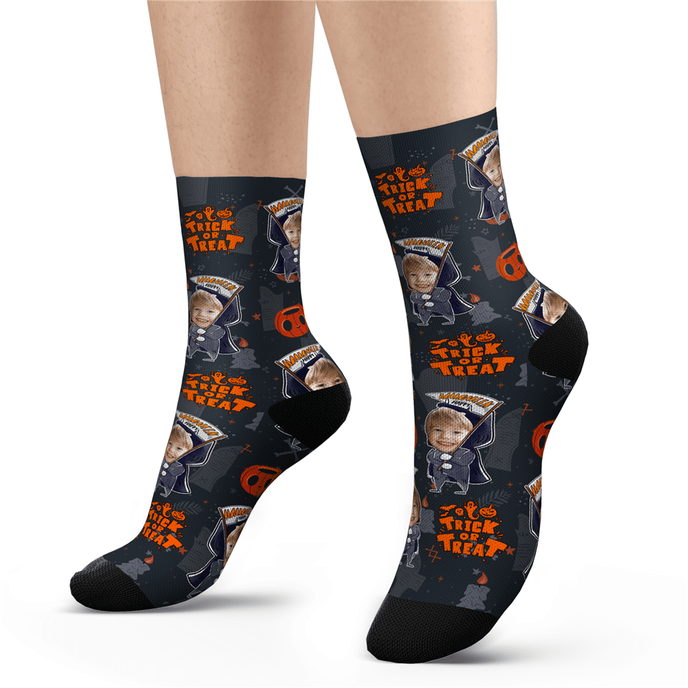Benutzerdefinierte Lustige Kürbissocken Für Halloween - DePhotoBoxer