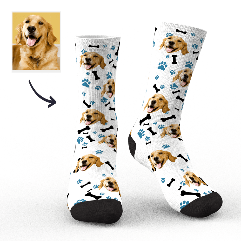 Benutzerdefinierte Hundesocken Mit Gesicht Und Ihrem Text, 3d-vorschau - DePhotoBoxer