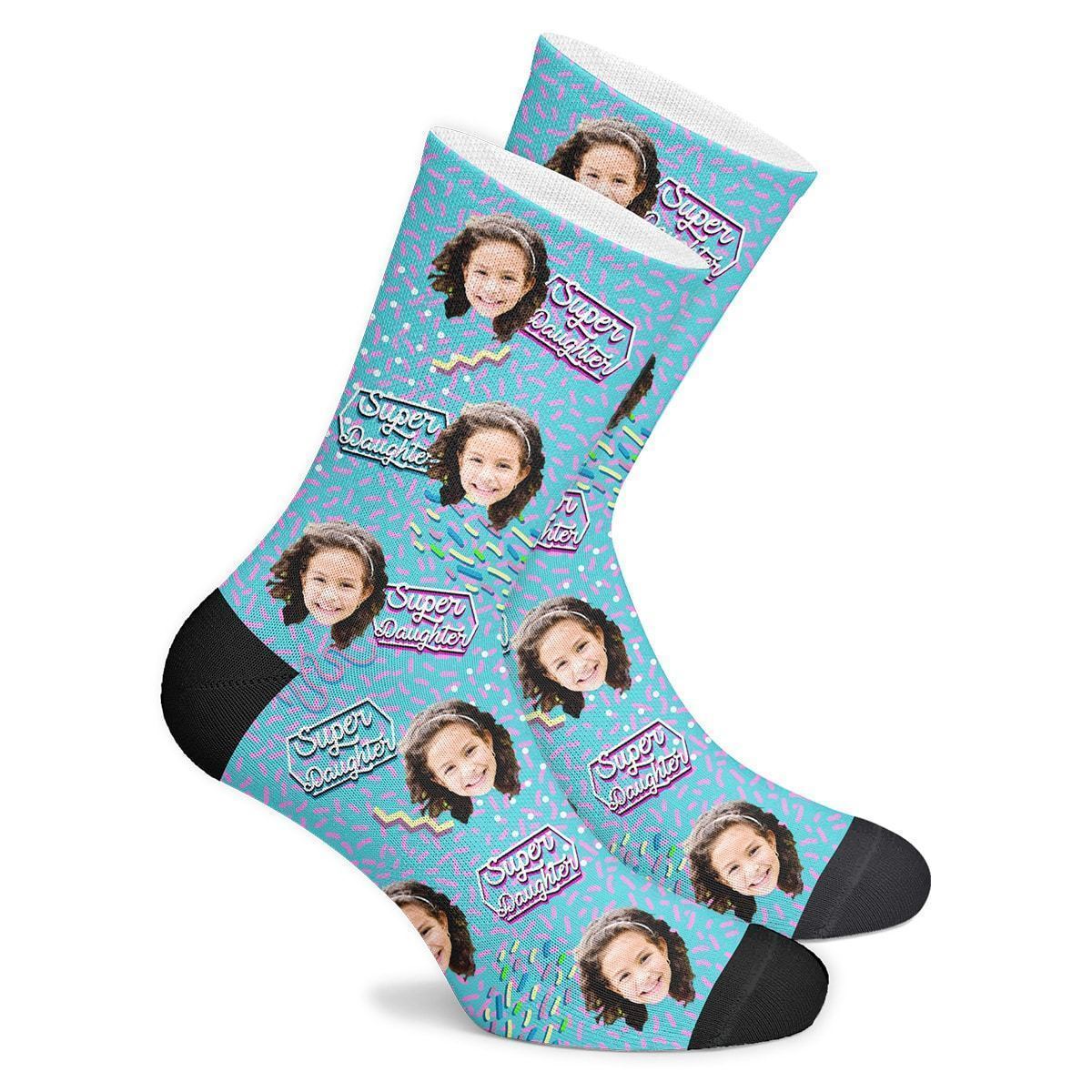 Super Daughter Retro Personalisierte Gesicht Socken