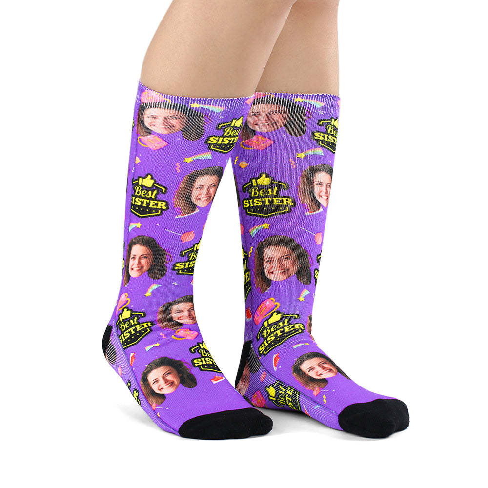 Personalisierte Fotosocken Für Die Beste Schwester - DePhotoBoxer