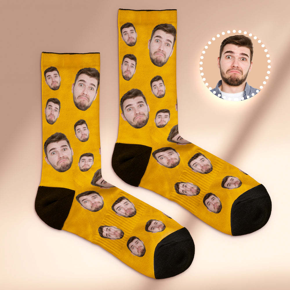 Benutzerdefinierte Gesichtssocken, Atmungsaktiv, Bilder Hinzufügen, Bunte Fotosocken, Geschenke - DePhotoBoxer