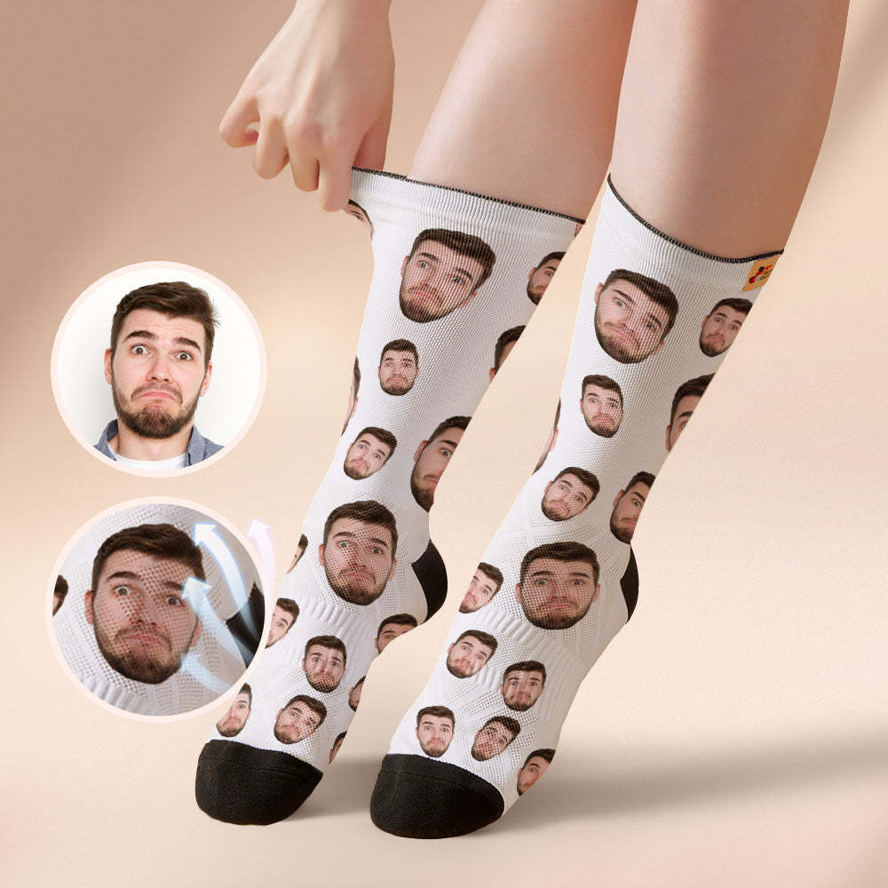 Benutzerdefinierte Gesichtssocken Mit Mehreren Gesichtern, Atmungsaktiv, Bilder Hinzufügen, Bunte Fotosocken, Geschenke - DePhotoBoxer