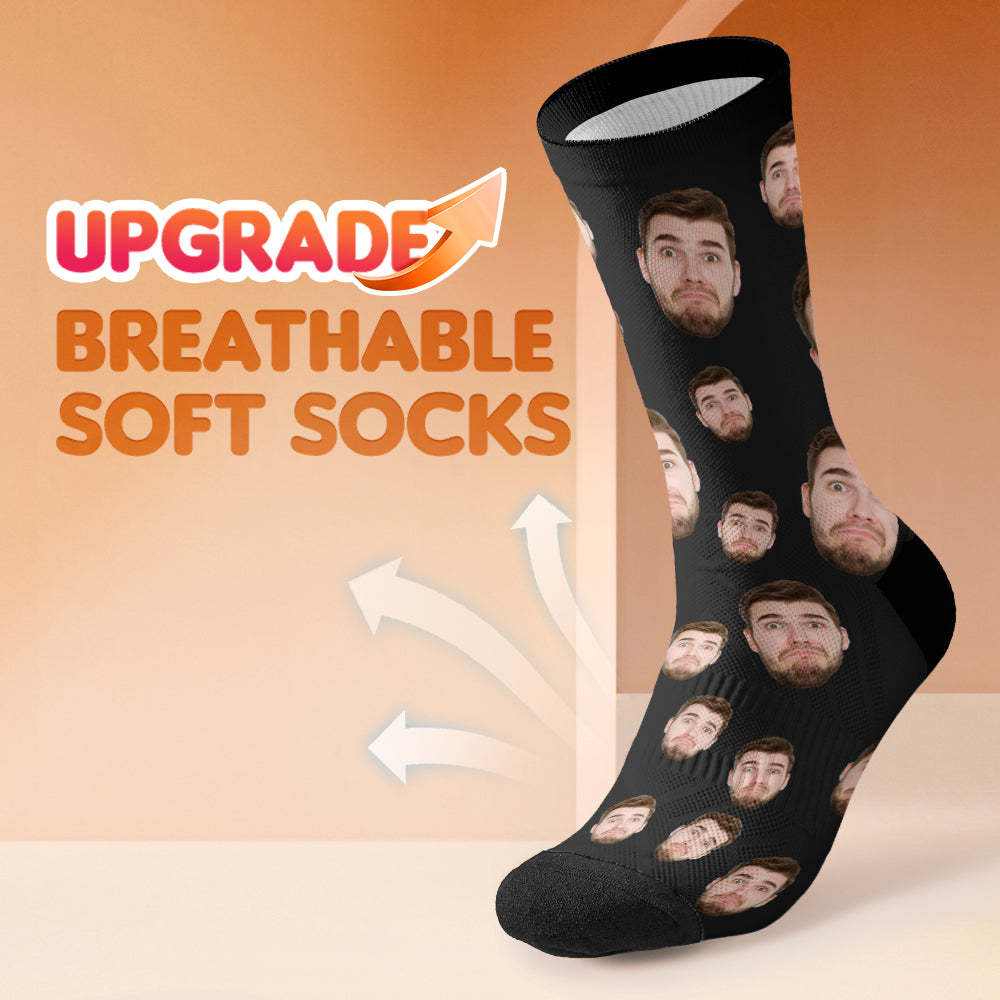 Benutzerdefinierte Gesichtssocken Mit Mehreren Gesichtern, Atmungsaktiv, Bilder Hinzufügen, Bunte Fotosocken, Geschenke - DePhotoBoxer