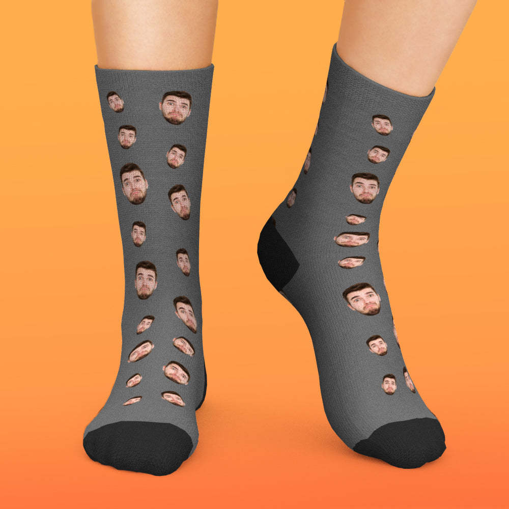 Benutzerdefinierte Gesichtssocken Mit Mehreren Gesichtern, Atmungsaktiv, Bilder Hinzufügen, Bunte Fotosocken, Geschenke - DePhotoBoxer