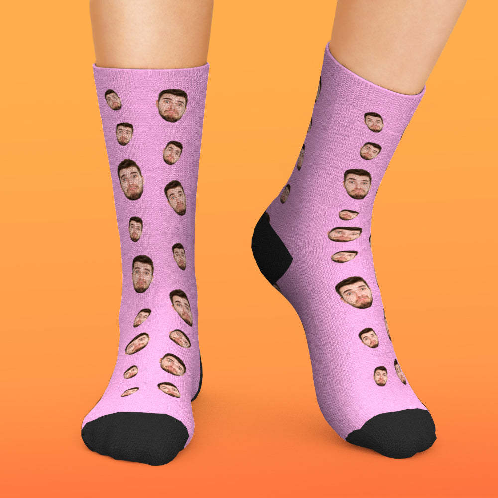 Benutzerdefinierte Gesichtssocken Mit Mehreren Gesichtern, Atmungsaktiv, Bilder Hinzufügen, Bunte Fotosocken, Geschenke - DePhotoBoxer