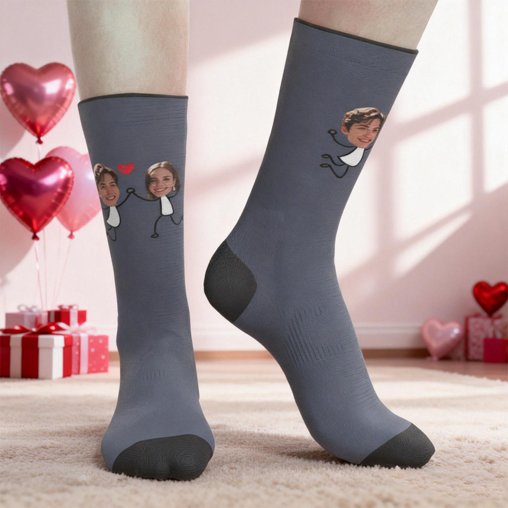 Socken Mit Personalisiertem Pärchenfoto, Socken Mit Gesichtsmotiven, Geschenk Für Den Freund, Perfektes Valentinstagsgeschenk - DePhotoBoxer