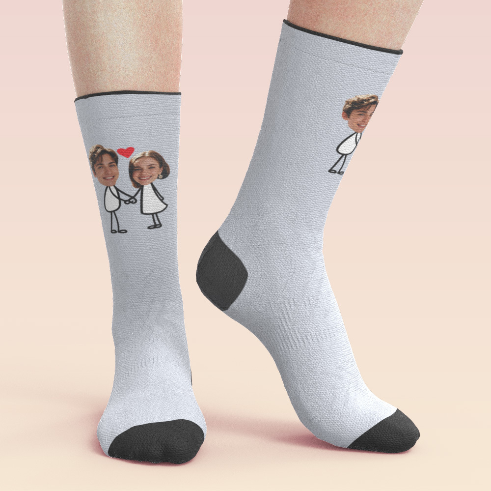 Socken Mit Personalisiertem Pärchenfoto, Socken Mit Gesichtsmotiven, Geschenk Für Den Freund, Perfektes Valentinstagsgeschenk - DePhotoBoxer