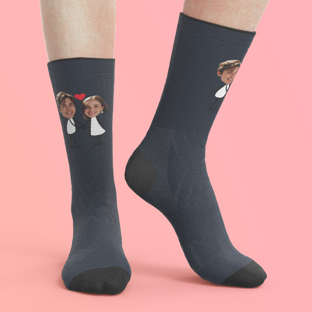 Socken Mit Personalisiertem Pärchenfoto, Socken Mit Gesichtsmotiven, Geschenk Für Den Freund, Perfektes Valentinstagsgeschenk