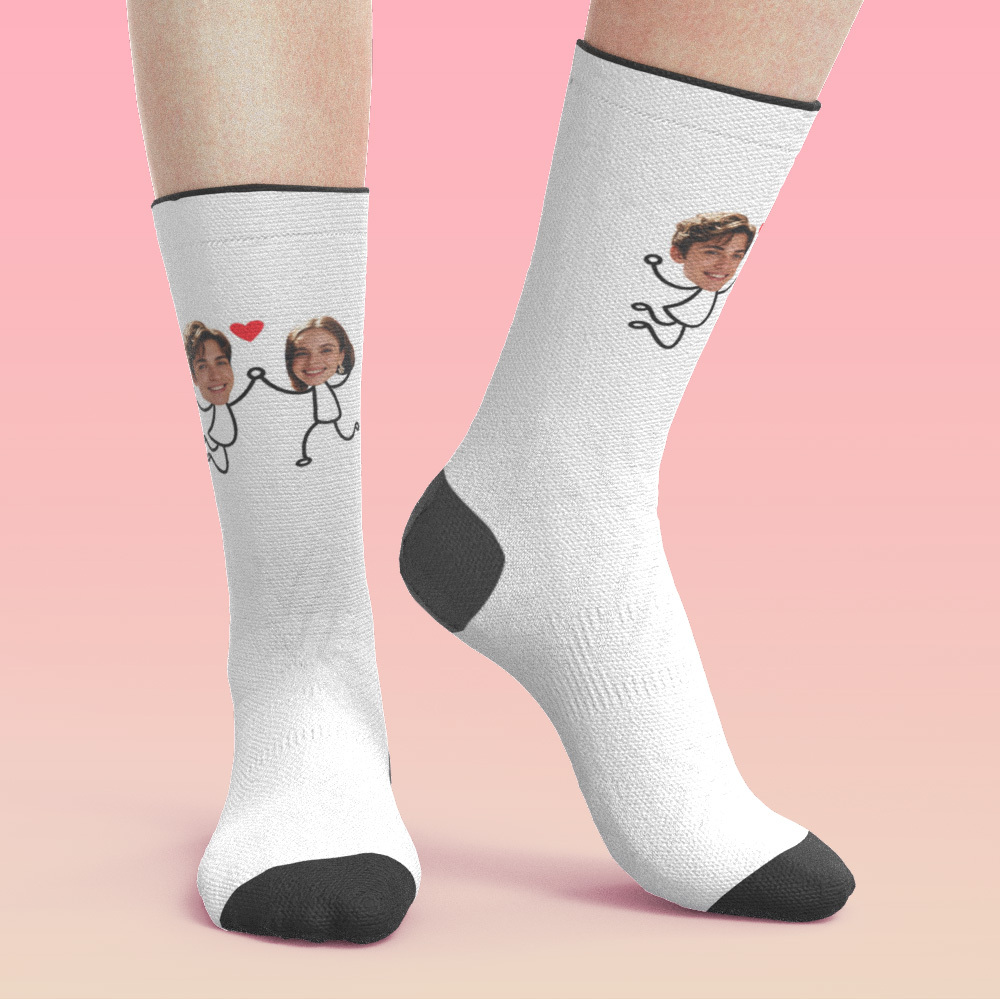 Socken Mit Personalisiertem Pärchenfoto, Socken Mit Gesichtsmotiven, Geschenk Für Den Freund, Perfektes Valentinstagsgeschenk - DePhotoBoxer
