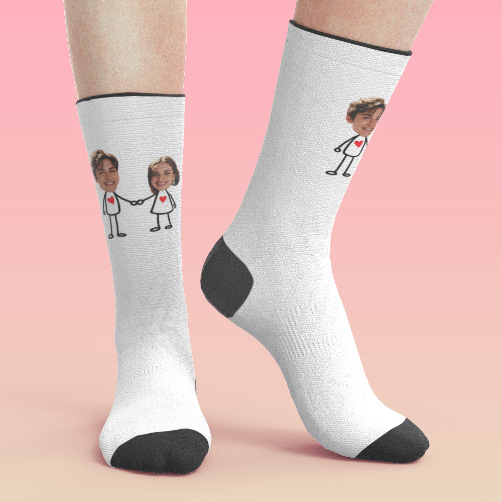Socken Mit Personalisiertem Pärchenfoto, Socken Mit Gesichtsmotiven, Geschenk Für Den Freund, Perfektes Valentinstagsgeschenk - DePhotoBoxer