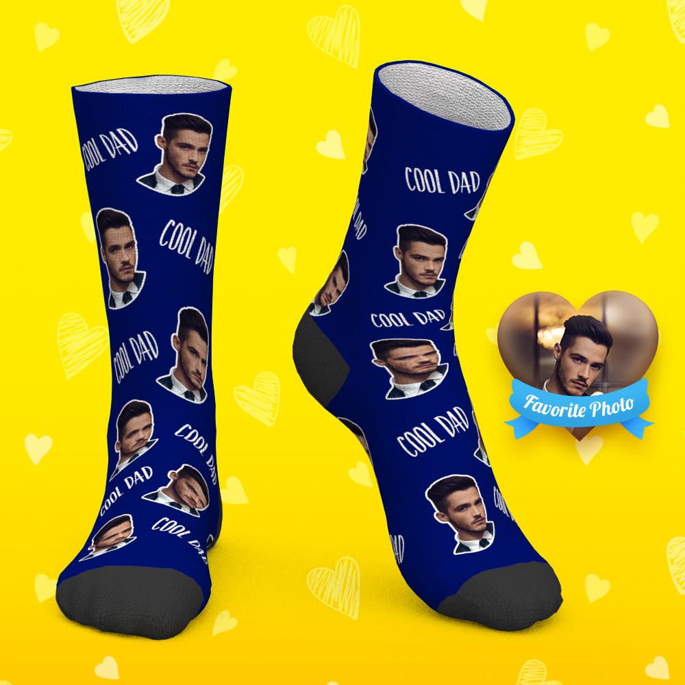 Benutzerdefinierte Socken, Personalisierte Fotosocken, Geschenk Für Papa, Cooler Papa - DePhotoBoxer